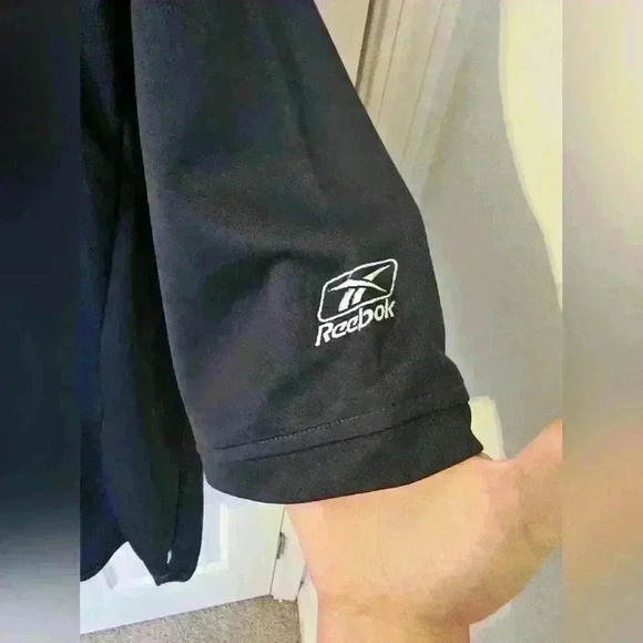 Reebok Chicago Bears Poly Polo Shirt Navy Blue & Orange Embroidered Size L - Picture 2 of 5